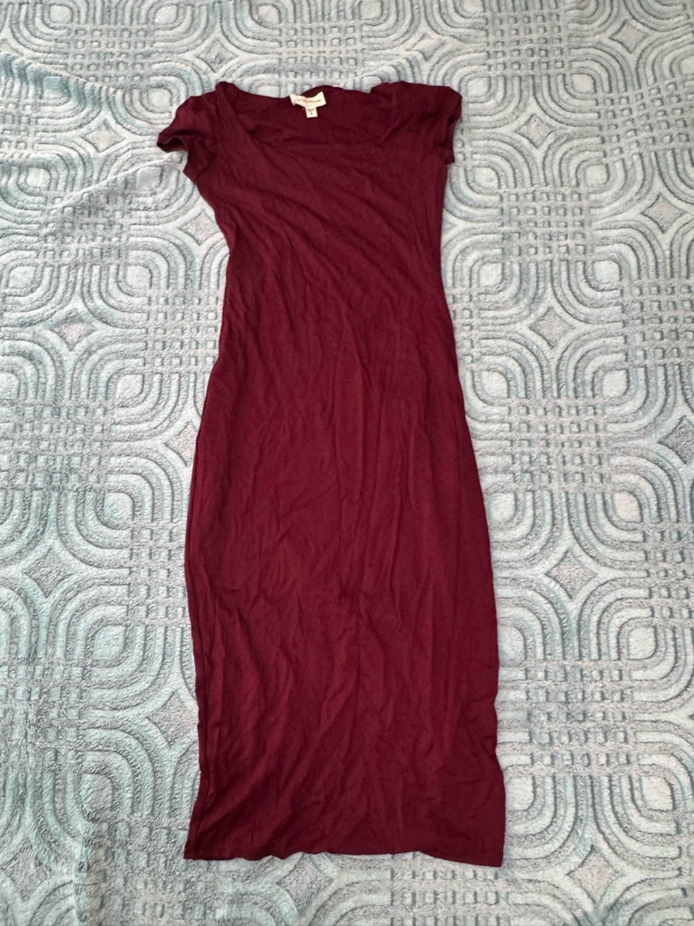 See You Monday Maroon Short-Sleeve Midi Dress